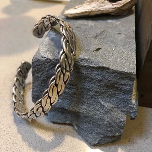 Sterling silver braided cuff bracelet